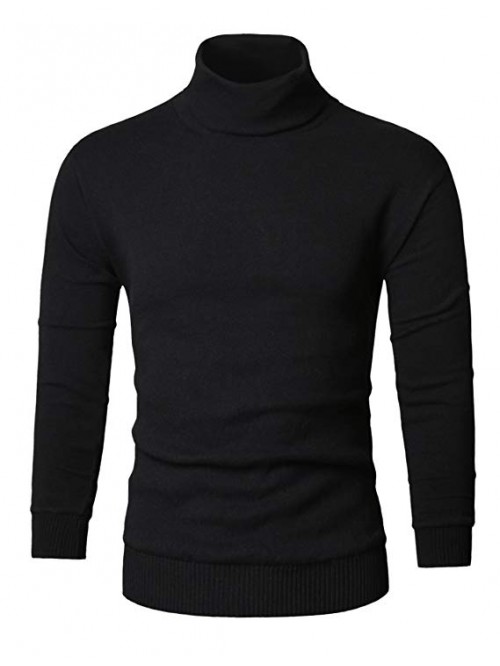 Mens Casual Basic Knitted Turtleneck Slim Fit Pull...