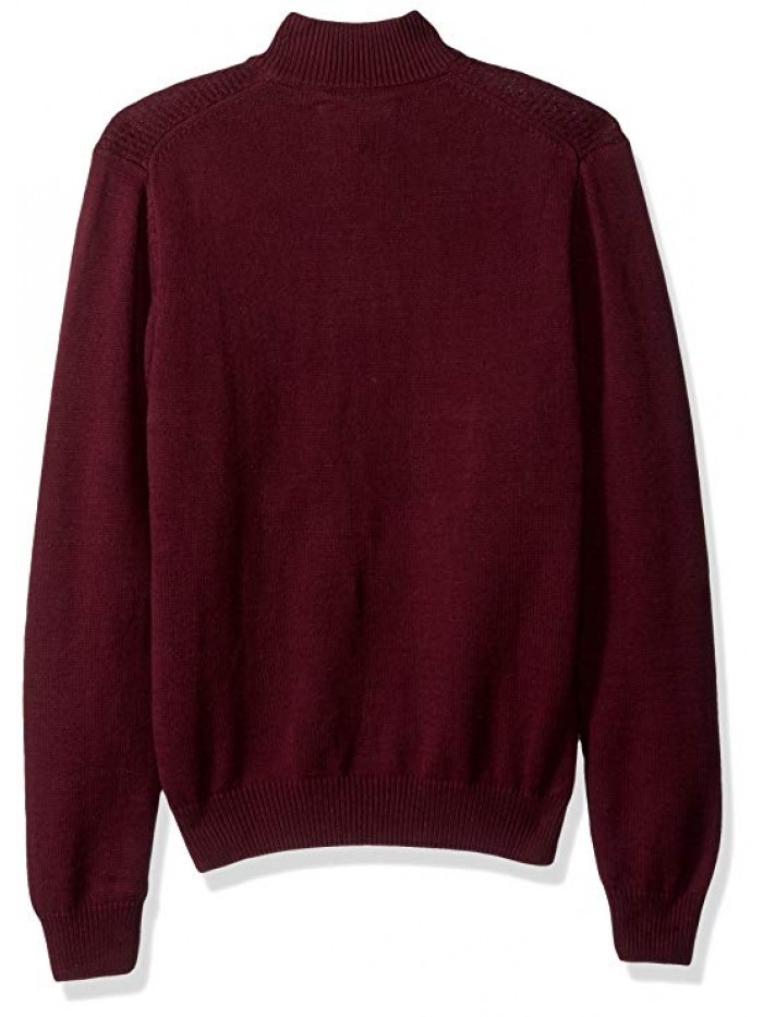Men's Solid Textured Mock Neck Sweater