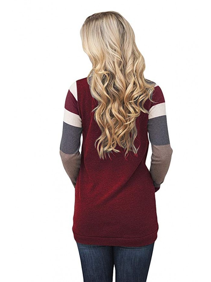 Women's Cotton Knitted Long Sleeve Lightweight Tunic Sweatshirt Tops