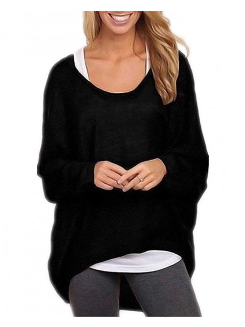 Women's Sexy Long Batwing Sleeve Loose Pullover Ca...