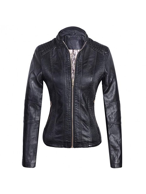 Women's Lightweight Slim Faux Leather Motorcycle B...