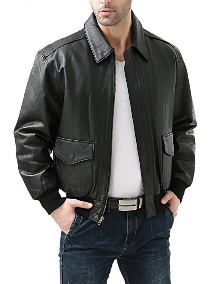 Men's Air Force A-2 Leather Flight Bomber Jacket