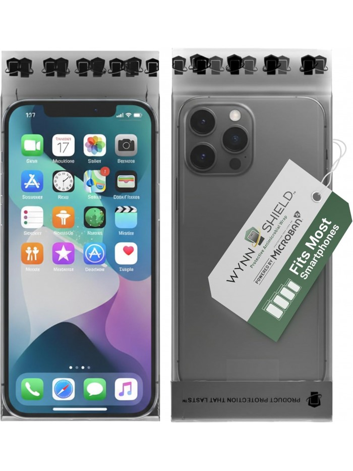 WynnShield™ Protective Phone Case Wrap Powered by Microban® -10 Packs - Ultra-Thin Easy Apply Contact Film for Phones, Scratch-Resistant, Easy Removal, Enhanced Device Hygiene