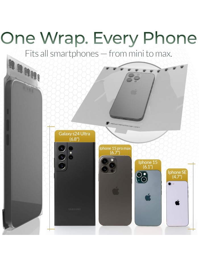 WynnShield™ Protective Phone Case Wrap Powered by Microban® -10 Packs - Ultra-Thin Easy Apply Contact Film for Phones, Scratch-Resistant, Easy Removal, Enhanced Device Hygiene
