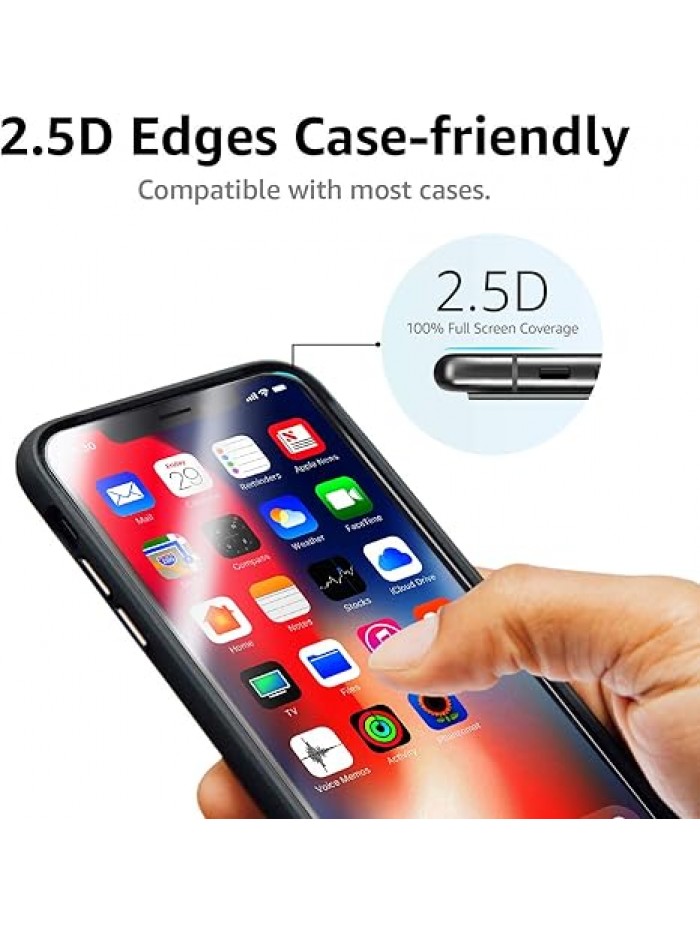 Amazon Basics Bubble Free, Case Friendly Tempered Glass Screen Protector for iPhone XR/11, HD Clear, Anti Scratch, 9H Hardness, 6.1 Inch, 2-Pack