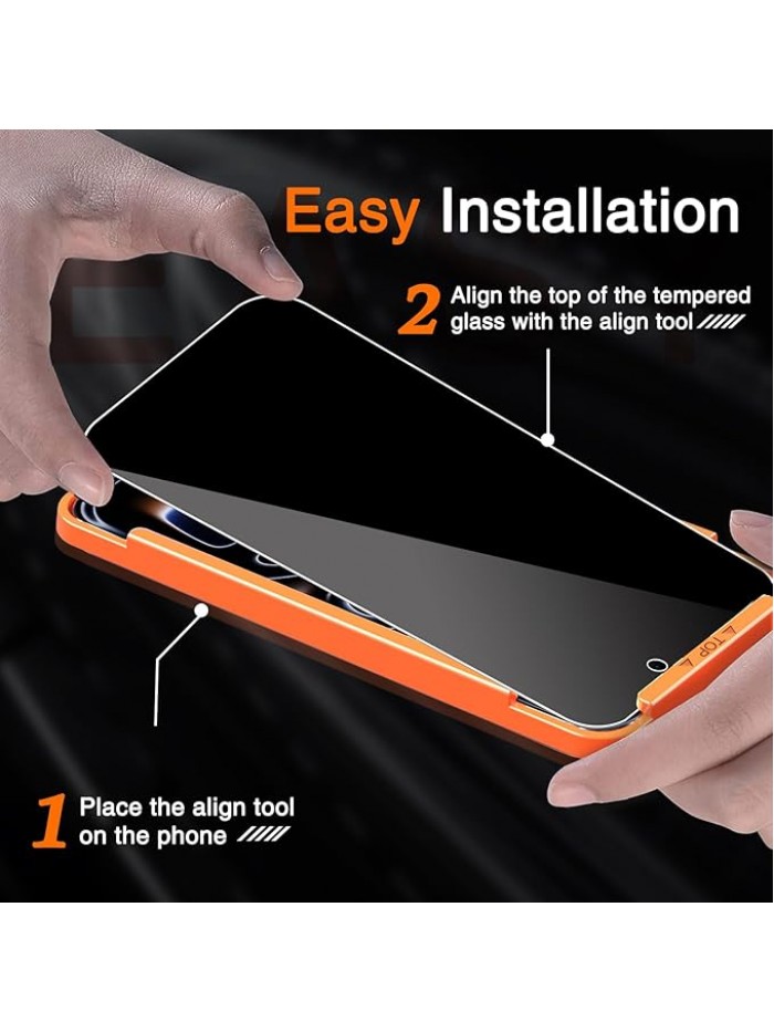 Milomdoi 3 Pack Privacy Screen Protector for iPhone 17 Pro Max [Phone Case Friendly] Accessories Private Film, 3 Pacs Tempered Glass Camera Lens Protector, with Mounting Frame for Apple Anti Spy,Black