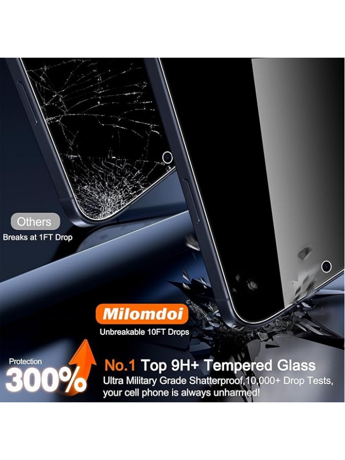 Milomdoi 3 Pack Privacy Screen Protector for iPhone 17 Pro Max [Phone Case Friendly] Accessories Private Film, 3 Pacs Tempered Glass Camera Lens Protector, with Mounting Frame for Apple Anti Spy,Black