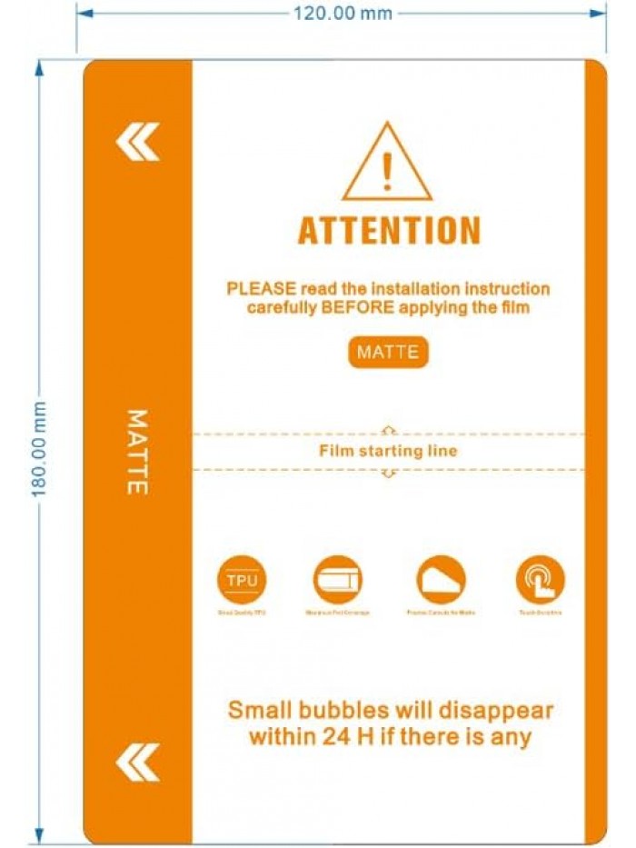50pieces/ bag 4 Layer 120mm X 180mm TPU HD Matte Privacy Flexible Hydrogel Film Straight Curved Screen Protector Cut Machine Mobile Phone Protective Film (Matte)