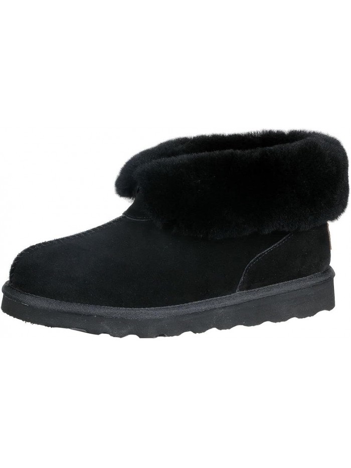 PAMIR Women's Genuine Suede Slipper Boots & House Shoes - Sheepskin Trim, Memory Foam, Indoor/Outdoor Ankle Booties