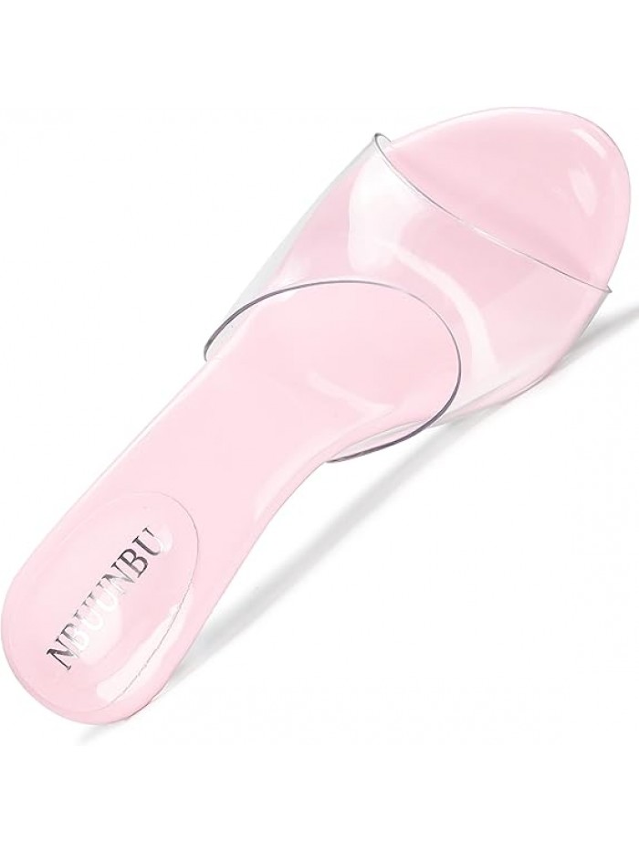 NBUUNBU Silver Clear Heels For Women Dress Shoes Transparent Strap Sexy Stilletos Heels Open Toe High Silver Heeled Sandals Pump Mules