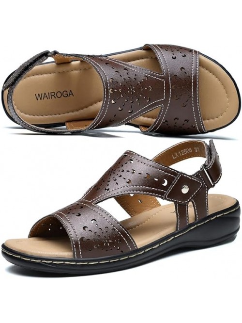 Womens Flat Sandals Orthopedic Dressy Leather Sand...