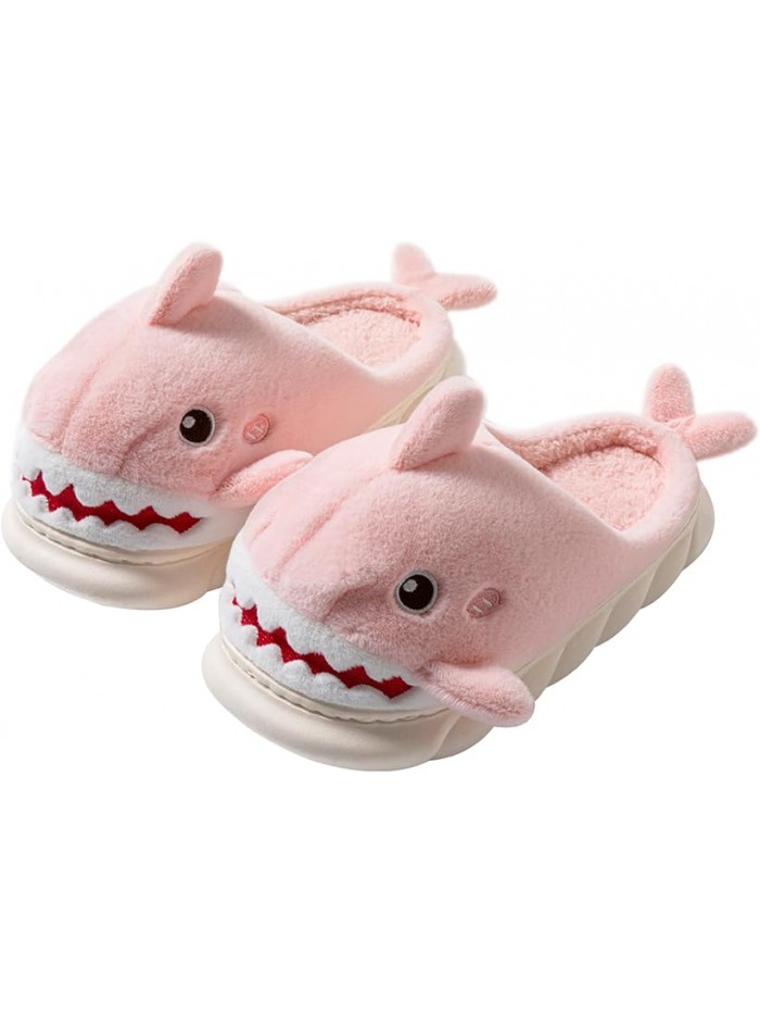 YILANLAN Women Men Slippes Cute Animal Shark Slippers Adult Cozy Plush Warm Winter House Slippers
