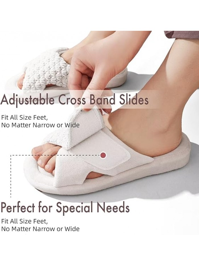 Women's Orthotic Slippers with Arch Support Adjustable Orthopedic Slipper Memory Foam Ladies House Shoes Indoor Slip On for Plantar Fasciitis