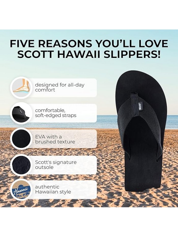 Scott Hawaii Women's Wahine Narrow Width Non-Marking Platform Wedge Slipper with Durable Nylon Straps